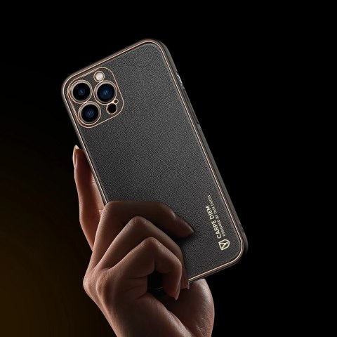 Dux Ducis Yolo eleganckie etui pokrowiec ze skóry ekologicznej do Apple iPhone 13 Pro Max czarny