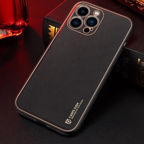 Dux Ducis Yolo eleganckie etui pokrowiec ze skóry ekologicznej do Apple iPhone 13 Pro Max czarny