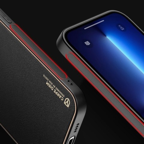 Dux Ducis Yolo eleganckie etui pokrowiec ze skóry ekologicznej do Apple iPhone 13 Pro czerwony