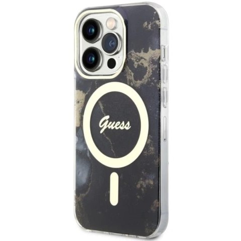 Etui na telefon Guess GUHMP14XHTMRSK do Apple iPhone 14 Pro Max 6,7" czarny/black hardcase Golden Marble MagSafe