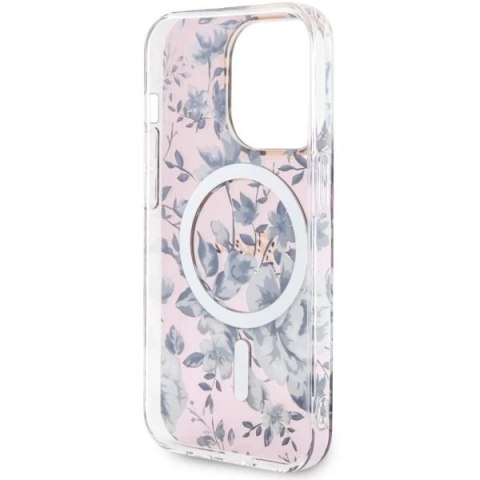 Etui na telefon Guess GUHMP14LHCFWSP do Apple iPhone 14 Pro 6.1" różowy/pink hardcase Flower MagSafe