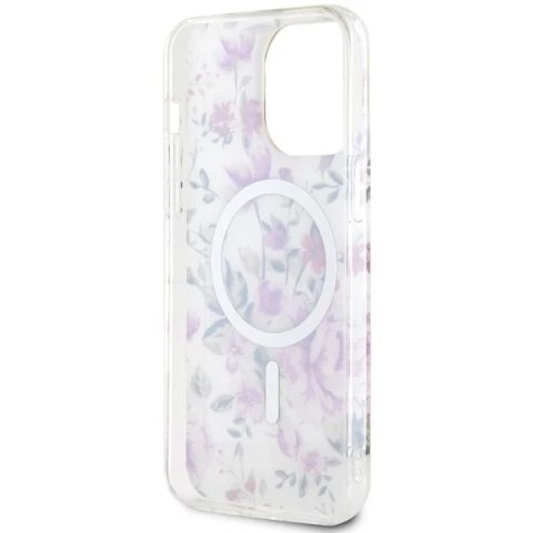 Etui na telefon Guess GUHMP14LHCFWST do Apple iPhone 14 Pro 6.1" transparent hardcase Flower MagSafe