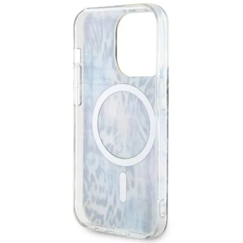 Etui na telefon Guess GUHMP14LHLEOPWB do Apple iPhone 14 Pro 6.1" niebieski/blue hardcase Leopard MagSafe