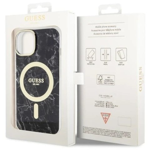 Etui na telefon Guess GUHMP14MPCUMAK do Apple iPhone 14 Plus 6.7" czarny/black hardcase Marble MagSafe