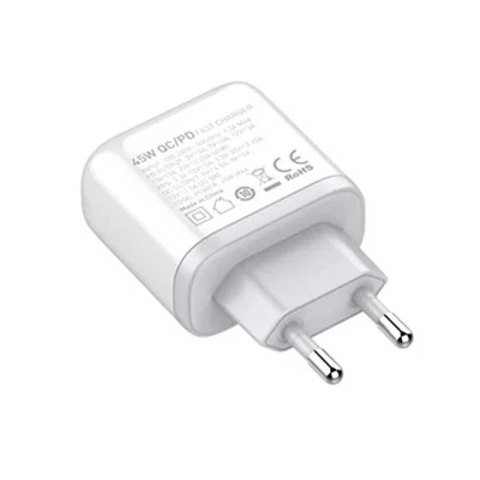 Ładowarka sieciowa LDNIO A2526C USB, USB-C 45W + Kabel USB-C - Lightning