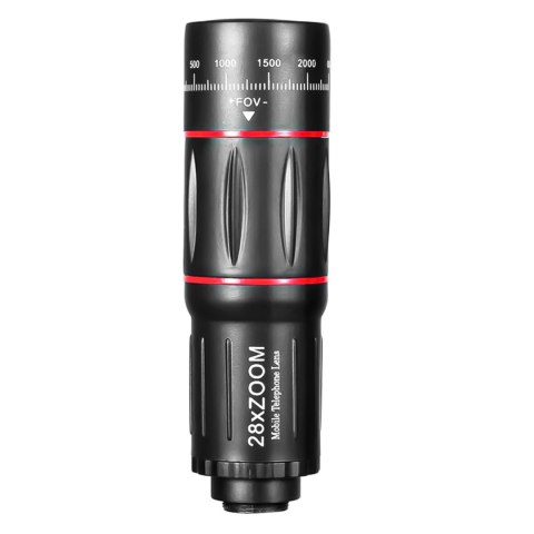 Obiektyw do telefonu teleskop luneta Alogy Tripod monokular 28x Zoom + statyw uchwyt do telefonu czarny