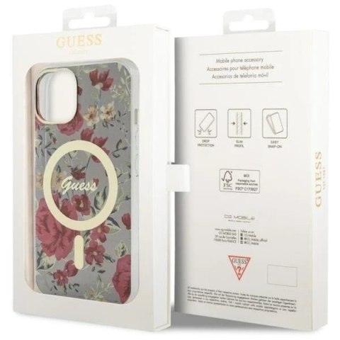 Etui Guess GUHMP14SHCFWSA do iPhone 14 6.1" hardcase Flower MagSafe