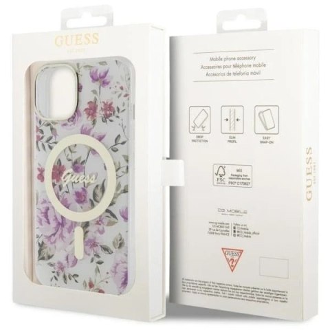 Etui Guess GUHMP14SHCFWST do iPhone 14 6.1" hardcase Flower MagSafe