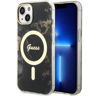 Etui Guess GUHMP14SHTMRSK do iPhone 14 6.1" hardcase Golden Marble MagSafe