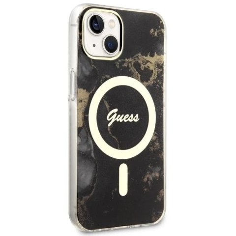Etui Guess GUHMP14SHTMRSK do iPhone 14 6.1" hardcase Golden Marble MagSafe