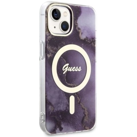 Etui Guess GUHMP14SHTMRSU do iPhone 14 6.1" hardcase Golden Marble MagSafe