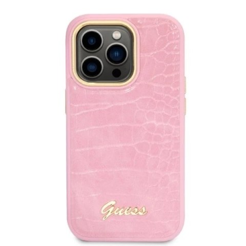 Etui Guess GUHCP14LHGCRHP do iPhone 14 Pro 6,1" hardcase Croco Collection