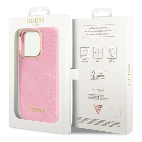 Etui Guess GUHCP14LHGCRHP do iPhone 14 Pro 6,1" hardcase Croco Collection