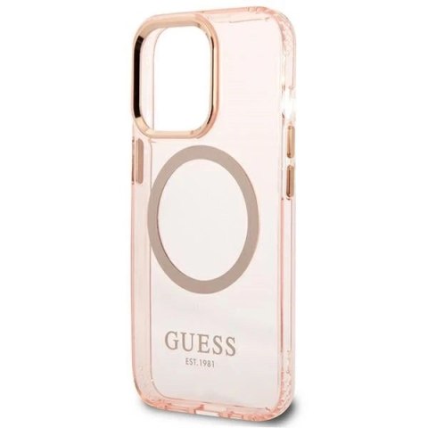 Etui Guess GUHMP13XHTCMP do iPhone 13 Pro Max 6,7" hard case Gold Outline Translucent MagSafe
