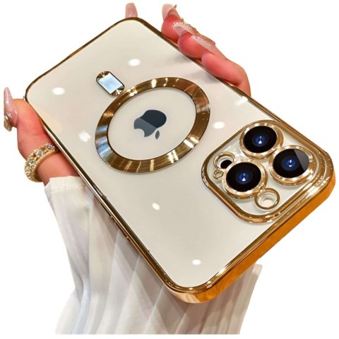 Etui MagSafe Case do Apple iPhone 14 Pro Max Alogy Glamour Luxury Ring obudowa Złote przezroczyste