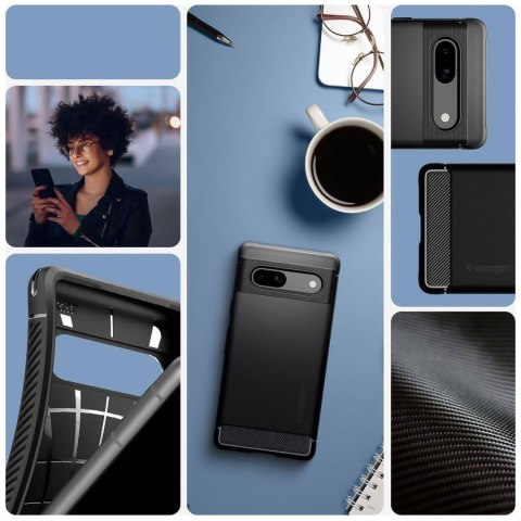 Etui ochronne na telefon Spigen Rugged Armor do Google Pixel 7a Matte Black