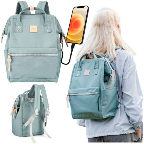 Plecak Himawari torba na laptopa 13.3 + USB pojemny wodoodporny A4 Uniwersalny 19L Travel Backpack Vintage Zielony