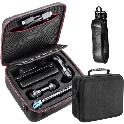 Etui kuferek walizka torba do Nintendo Switch OLED akcesoria 21 gier Alogy Wodoodporne z paskiem Czarny