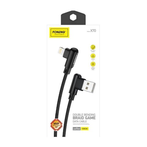 Kabel kątowy USB do Lightning Foneng X70, 3A, 1m (czarny)