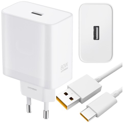Ładowarka sieciowa Oneplus SUPERVOOC 80W USB Adapter VCB8JAEH + kabel DL136 USB-C 65W 1m biały
