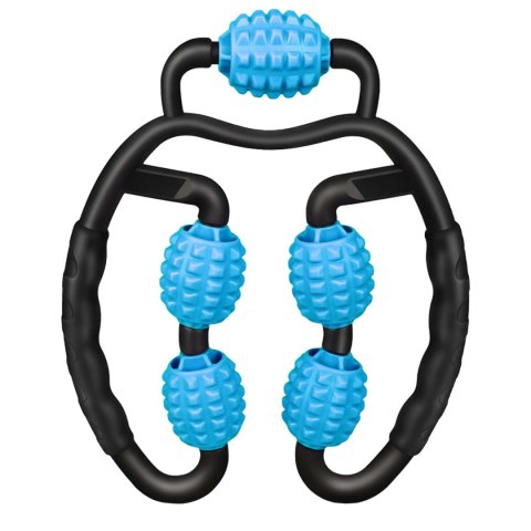 Masażer do ciała antycellulitowy ręczny roller mięśni Alogy 5x wałek do masażu Uniwersalny rolkowy czarno-niebieski