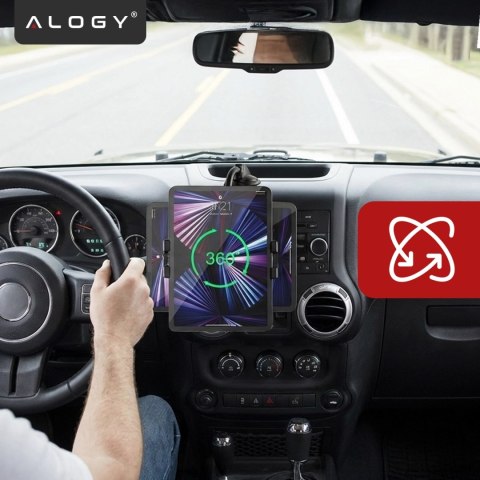 Uchwyt samochodowy na tablet telefon 4-13" - długie regulowane ramię, montaż na kokpit i szybę, stabilny i uniwersalny - Alogy S
