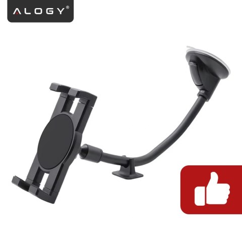 Uchwyt samochodowy na tablet telefon 4-13" - długie regulowane ramię, montaż na kokpit i szybę, stabilny i uniwersalny - Alogy S