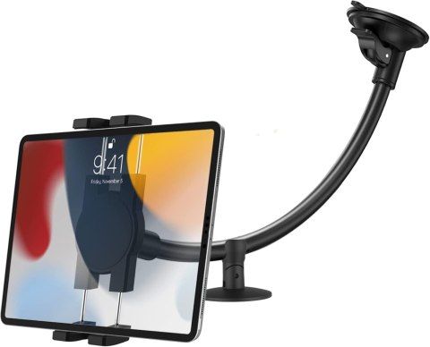 Uchwyt samochodowy na tablet telefon 4-13" - długie regulowane ramię, montaż na kokpit i szybę, stabilny i uniwersalny - Alogy S