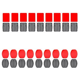 Zestaw baz montażowych płaskich i zaokrąglonych do kamer sportowych GoPro, DJI Osmo Action, EKEN, SJCam, Insta360 z taśmami 3M -