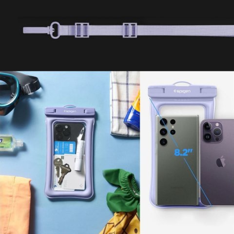 Etui wodoszczelne na telefon 6,9" uniwersalne Spigen A610 Universal Waterproof float case przezroczysto-fioletowe