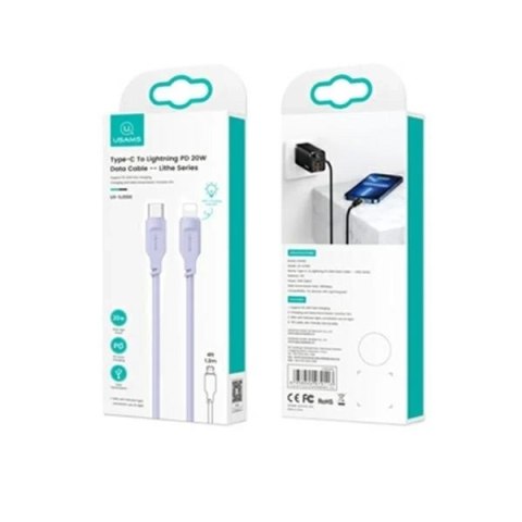 Kabel USMAS USB-C na Lightning PD Fast Charging 1.2m fioletowy