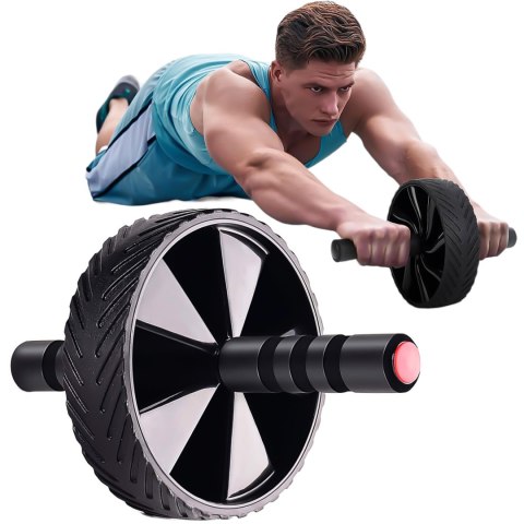 Kółko roller do ćwiczeń mięśni brzucha biceps ABS Wheel Fitness koło trening sport czarny