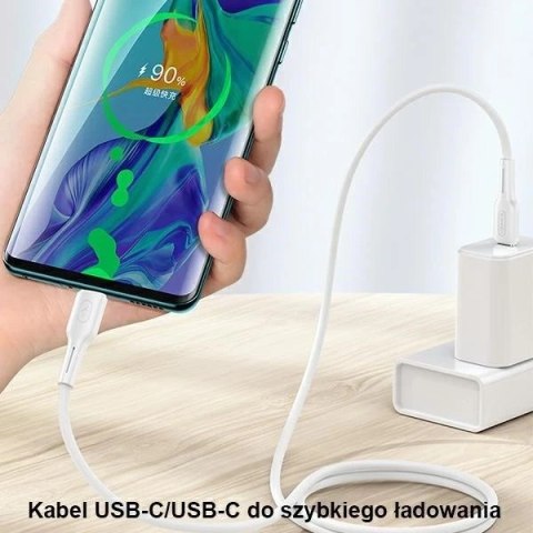 USAMS Kabel U43 USB-C na USB-C 100W PD Fast Charge 5A 1.2m biały