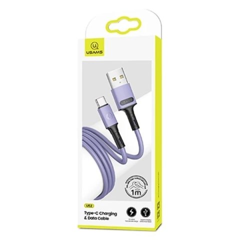 USAMS Kabel U52 USB-C 2A Fast Charge 1m purpurowy