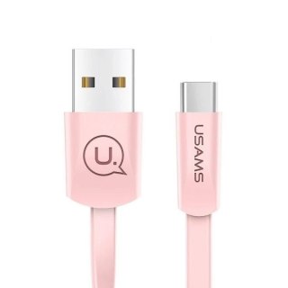 USAMS Kabel płaski U2 USB-C 1,2m różowy