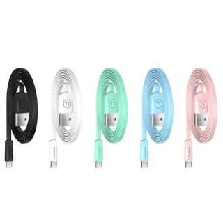 USAMS Kabel płaski U2 USB-C 1,2m różowy