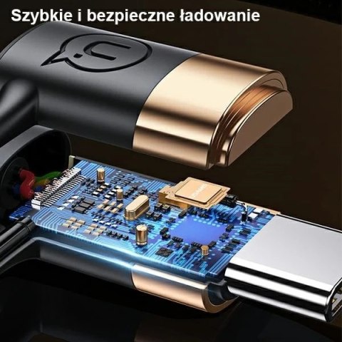 USAMS Kabel pleciony U62 2xUSB-C/USB-A /lightning 1,2m PD Fast Charge czarny