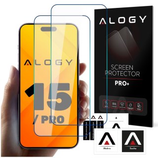 2x Szkło hartowane 9H do iPhone 15 / 15 Pro na ekran Alogy Screen Protector PRO+