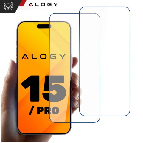 2x Szkło hartowane 9H do iPhone 15 / 15 Pro na ekran Alogy Screen Protector PRO+