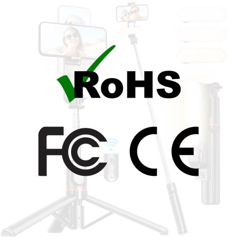 Kijek Selfie Stick uchwyt do telefonu zdjęć statyw Tripod L15 z Lampa LED + Pilot Bluetooth na telefon Czarny