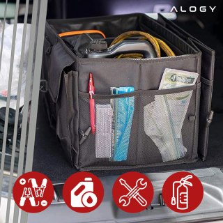 Organizer samochodowy do bagażnika schowek torba do auta duży kufer Czarny XXL Alogy sztywny pokrowiec