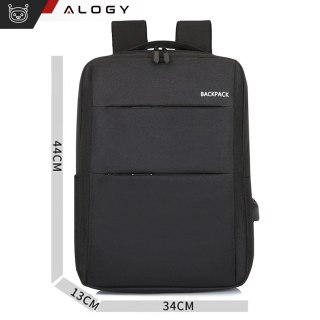 Plecak torba na laptopa 15,6" duży wodoodporny z portem USB Unisex 44x34x13cm do samolotu Alogy Backpack Czarny