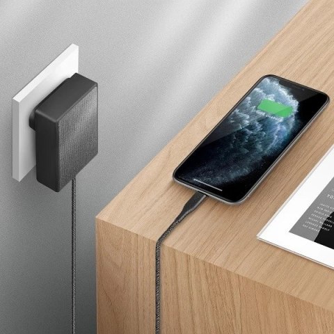 UNIQ Ładowarka sieciowa Votre Slim USB-C PD 18W MFI + kabel USB-C na lightning czarny/charcoal black