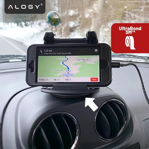 Uchwyt samochodowy na telefon GPS do 6.5" - montaż na kokpit i deskę rozdzielczą, obrót 360°, stabilny i regulowany - Alogy Driv