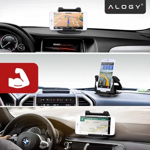 Uchwyt samochodowy na telefon GPS do 6.5" - montaż na kokpit i deskę rozdzielczą, obrót 360°, stabilny i regulowany - Alogy Driv