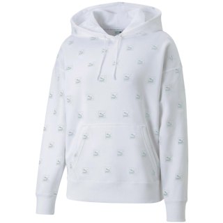 Bluza damska Puma Brand Love AOP Hoodie FL biała 535706 02