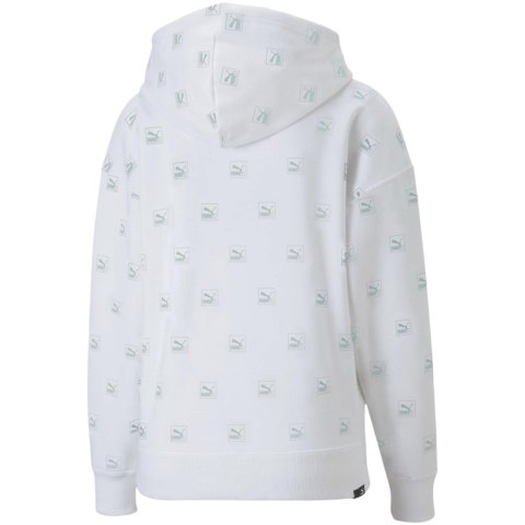 Bluza damska Puma Brand Love AOP Hoodie FL biała 535706 02