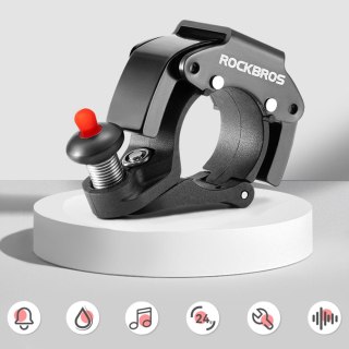 Dzwonek rowerowy do roweru uniwersalny RockBros Big Ring aluminiowy mocny na kierownicę 100dB wodoodporny czarny