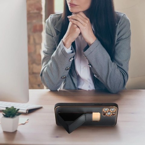 Futerał LEATHER Case Kickstand do SAMSUNG Galaxy A53 czarny