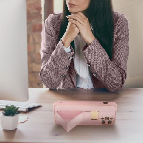 Futerał LEATHER Case Kickstand do SAMSUNG Galaxy A53 różowy